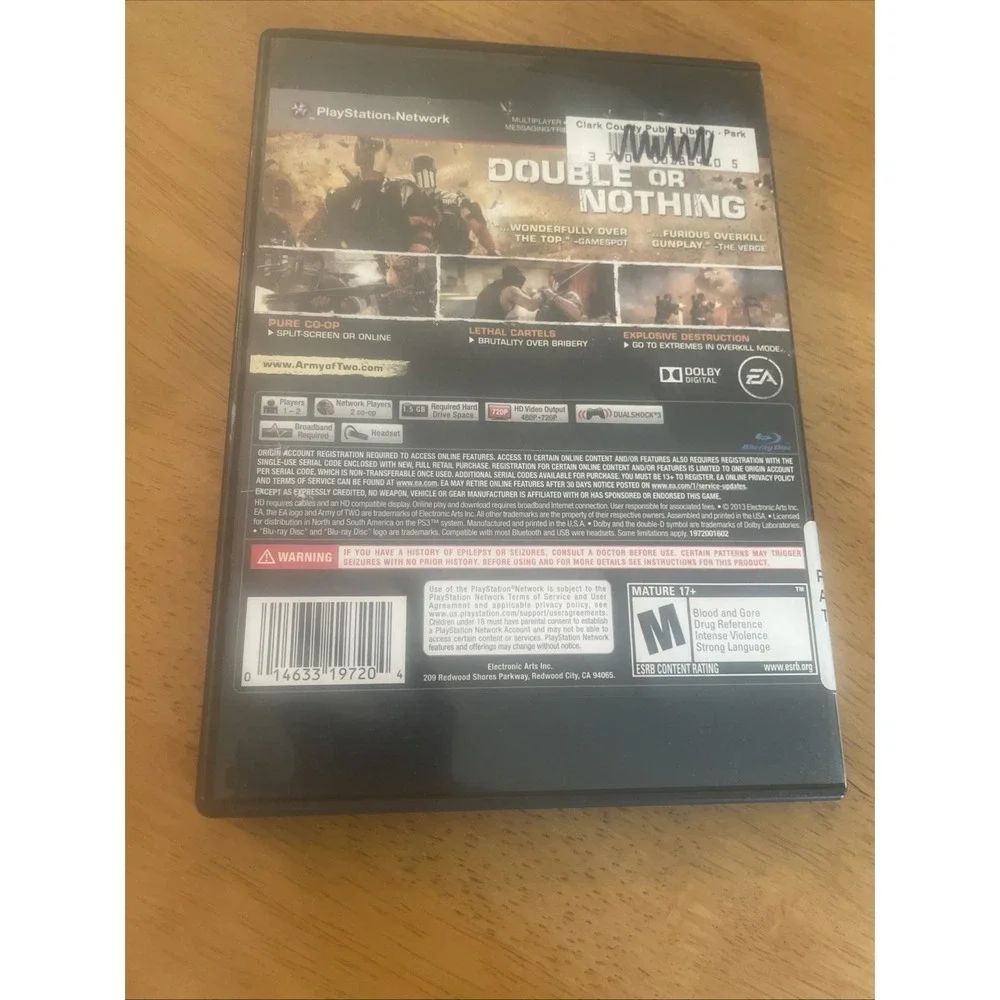 Army of Two: The Devils Cartel - Sony PlayStation 3 PS3 Mature EA video game